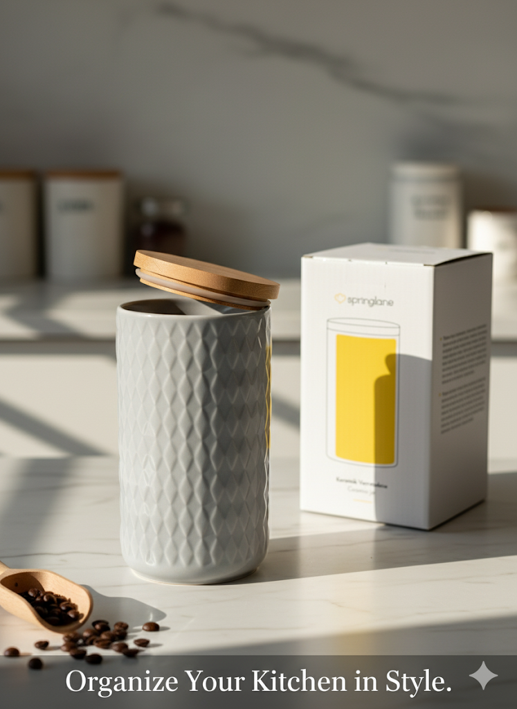 Springlane Keramik Vorratsdosen Stripes mit Holzdeckel Aufbewahrungsdosen Küche